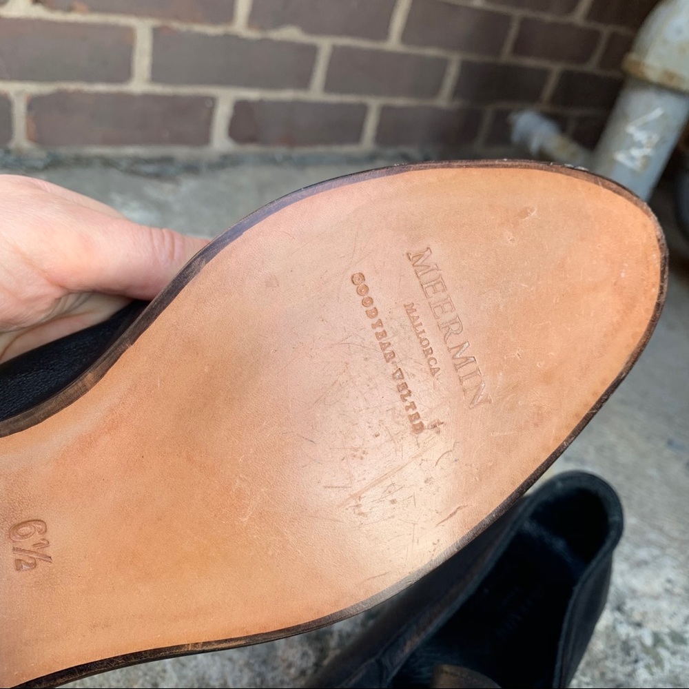 Meermin Mallorca Black Leather Horsebit Loafers - Picture 4 of 10